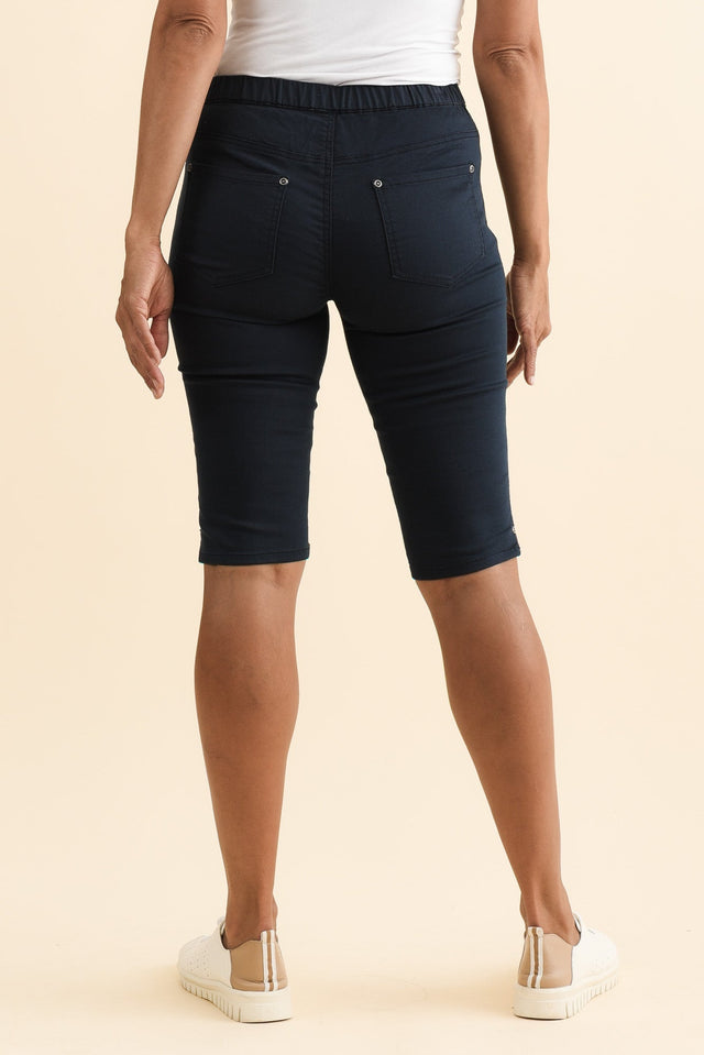 Tora Navy Stretch Shorts,Brunette model,alt text|model:Cara image 5