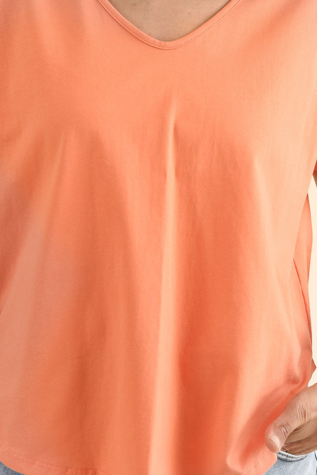 Toronto Orange Cotton Tee,Detail,Brunette model,alt text|model:Cara image 5