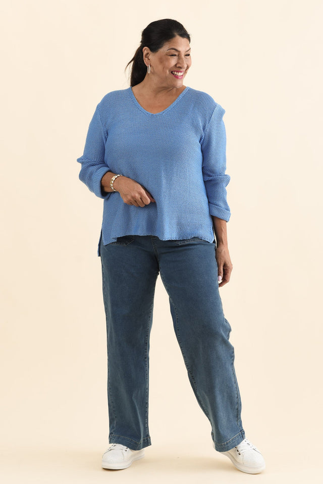Toulouse Blue Cotton Jumper,Brunette model,alt text|model:Pilita image 10