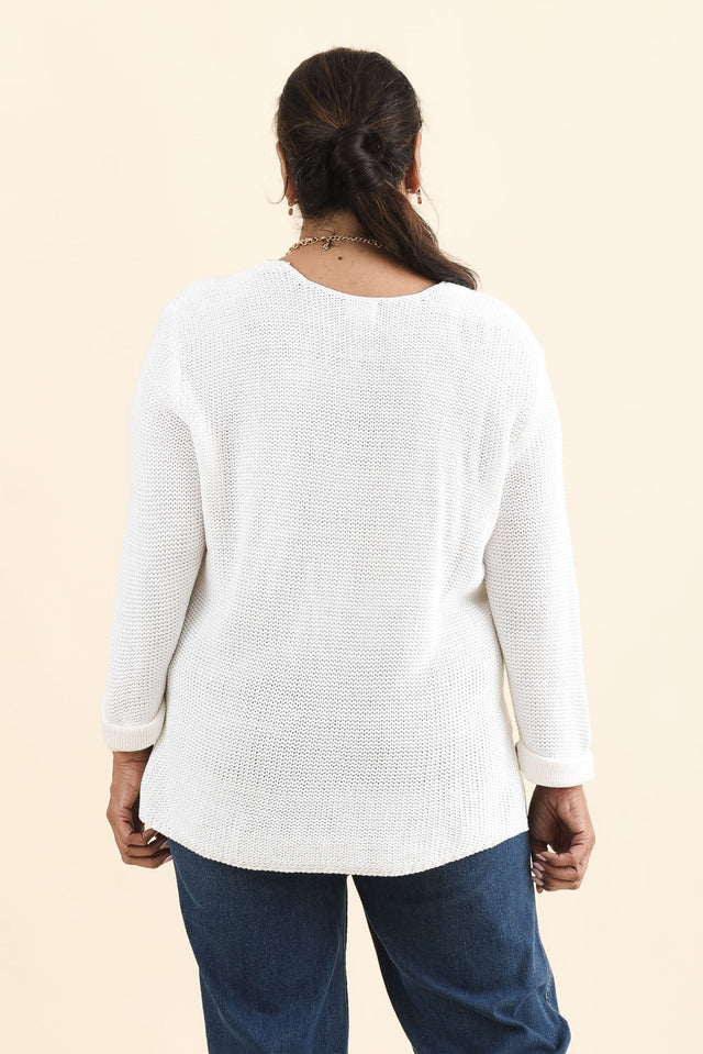 Toulouse White Cotton Jumper,Brunette model,alt text|model:Pilita image 12