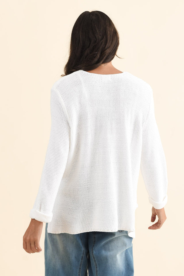 Toulouse White Cotton Jumper,Brunette model,alt text|model:Brontie image 6