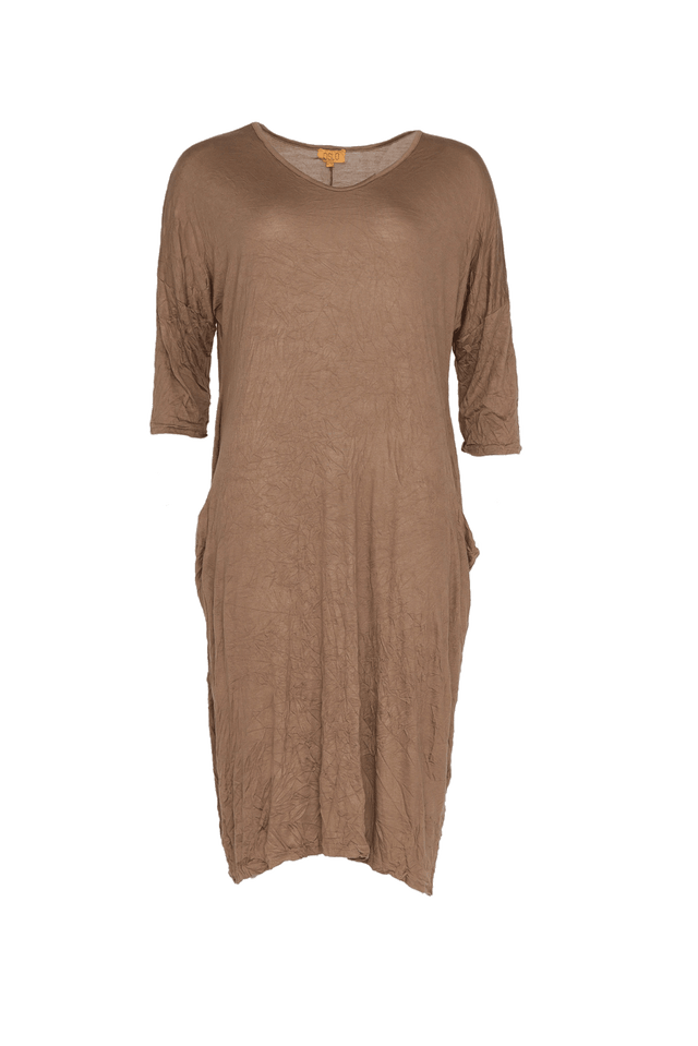 Tova Brown Crinkle Cotton Sleeved Dress image 2