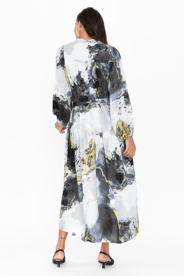 Transfixed Black Marble Midi Shirt Dress image 4