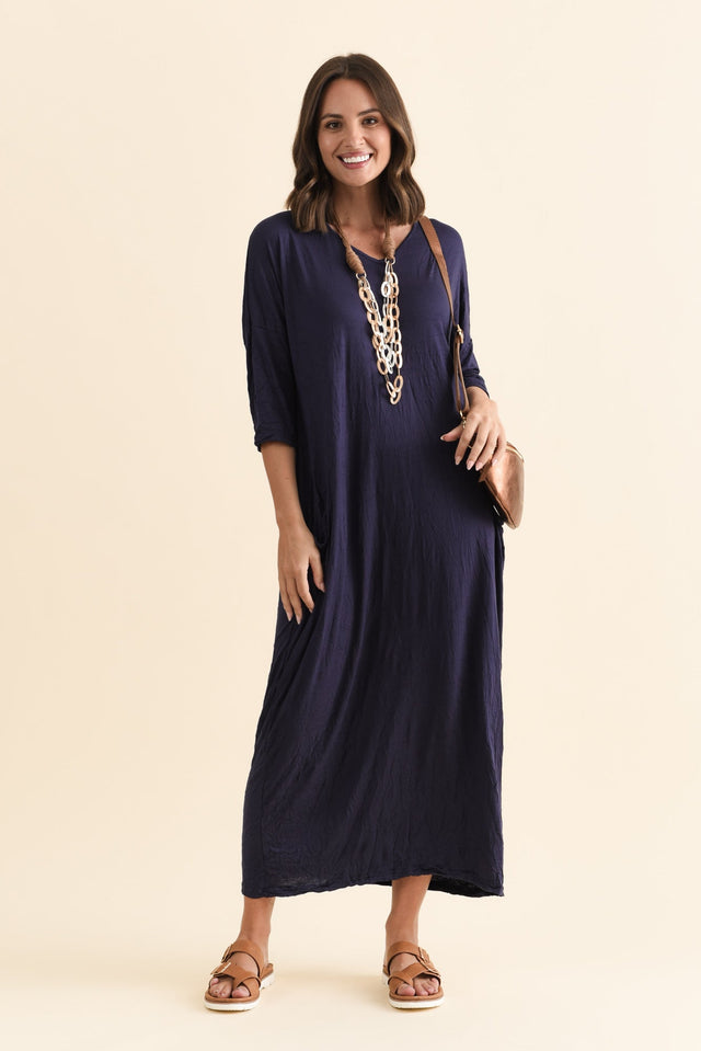 Travel Black Crinkle Cotton Sleeved Maxi Dress banner image