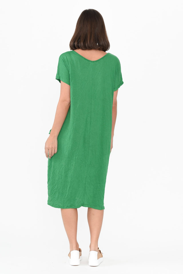 Travel Green Crinkle Cotton Dress