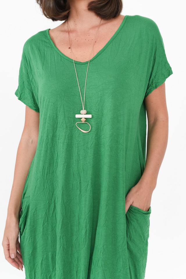 Travel Green Crinkle Cotton Dress