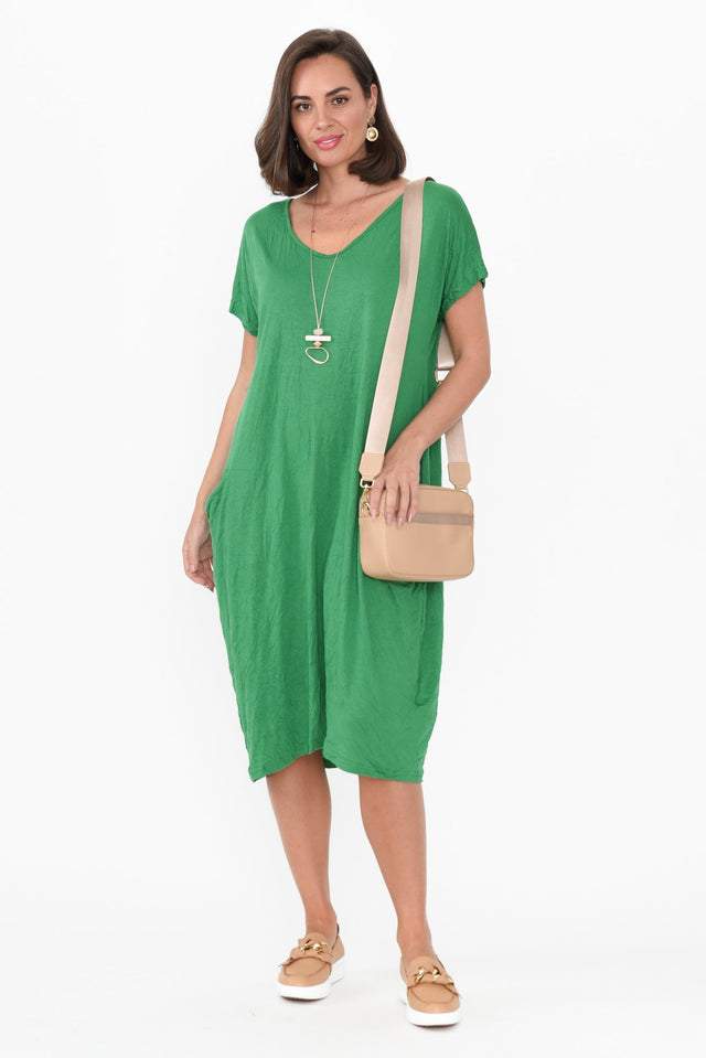 Travel Green Crinkle Cotton Dress