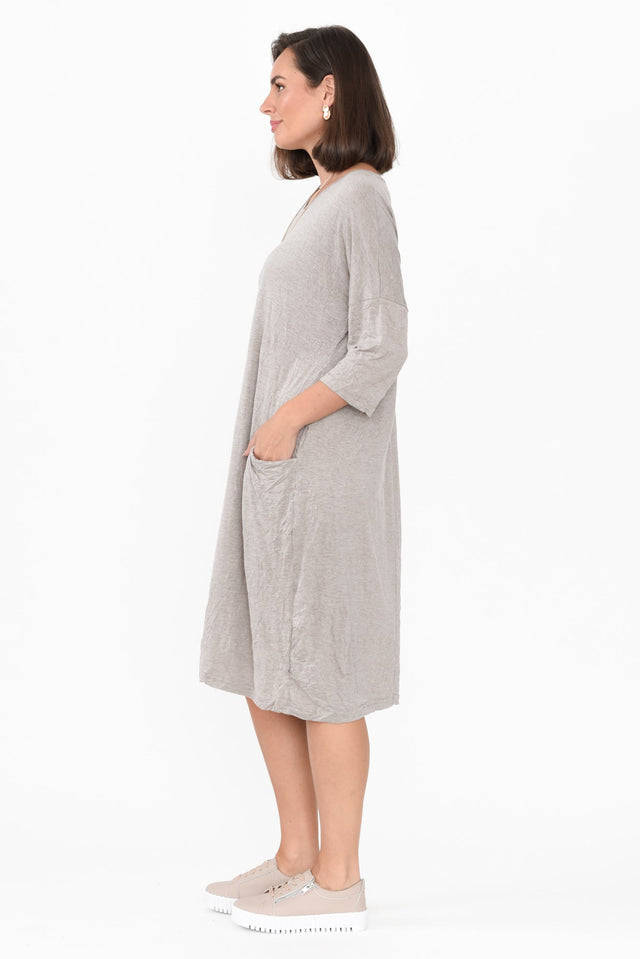 Travel Oat Crinkle Cotton Sleeved Dress