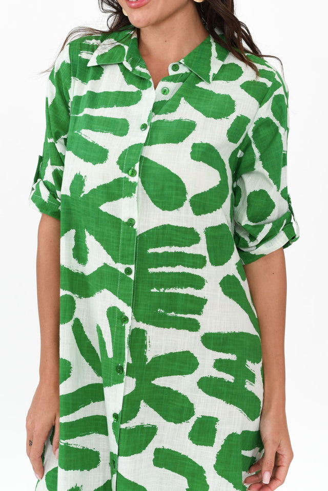 Tricia Green Abstract Cotton Shirt Dress