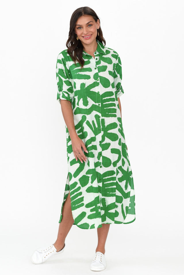 Tricia Green Abstract Cotton Shirt Dress image 4