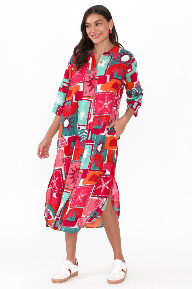 Tricia Pink Patchwork Cotton Shirt Dress