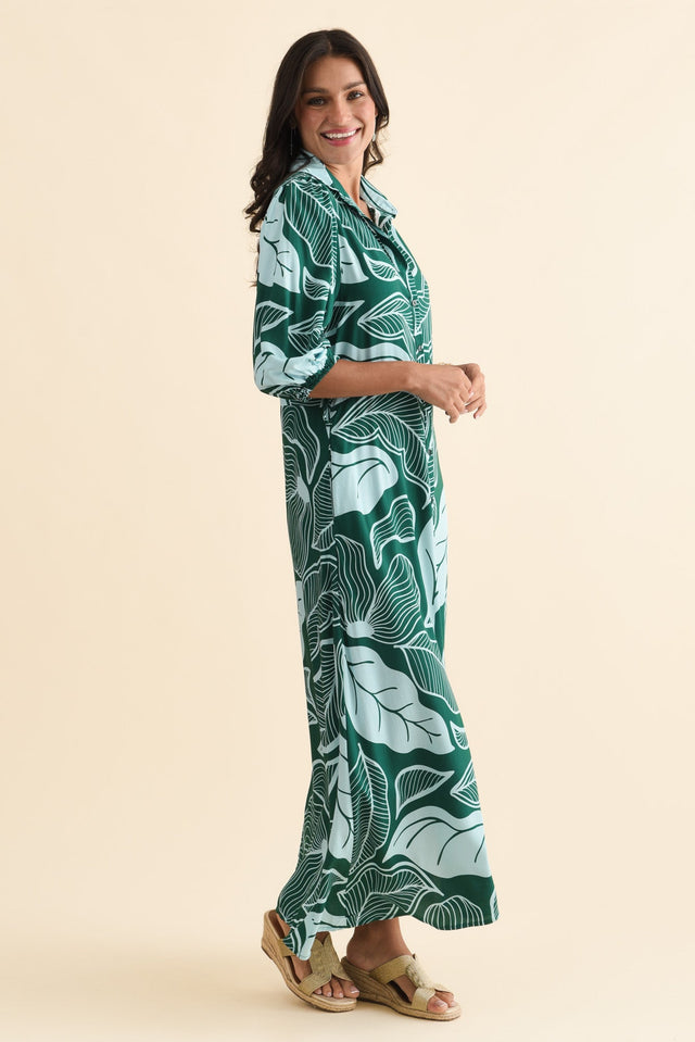 Trinity Green Leaf Tie Dress,Brunette model,alt text|model:Brontie image 4