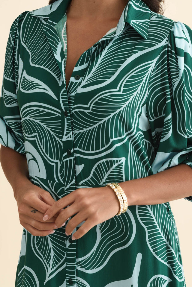Trinity Green Leaf Tie Dress,Brunette model,alt text|model:Brontie image 6