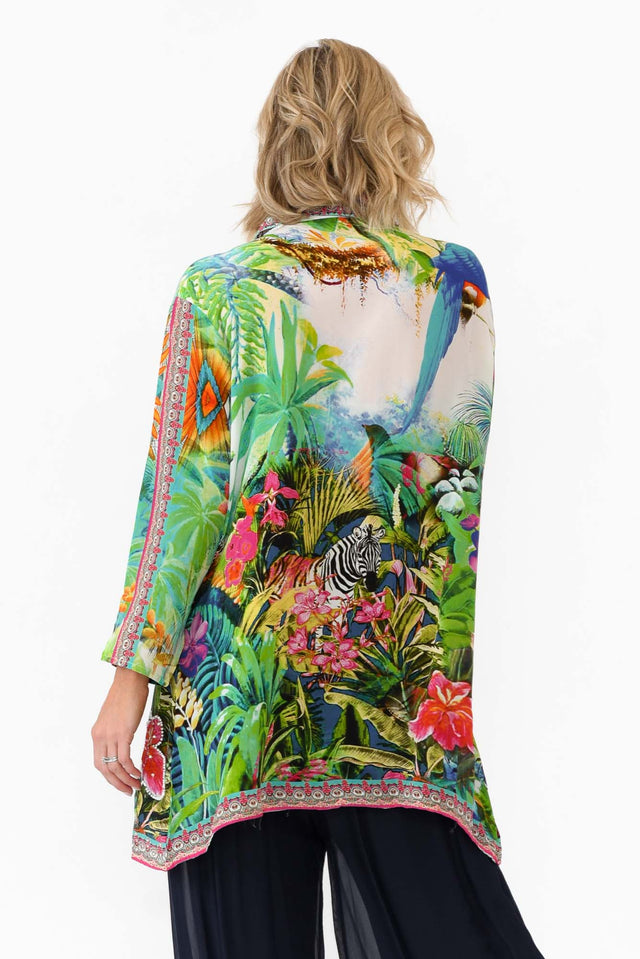 Tropical Green Silk Resort Shirt thumbnail 4