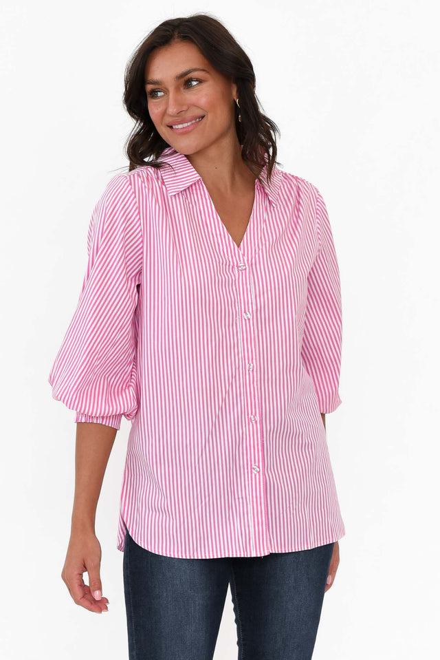 Troy Pink Stripe Cotton Shirt image 2