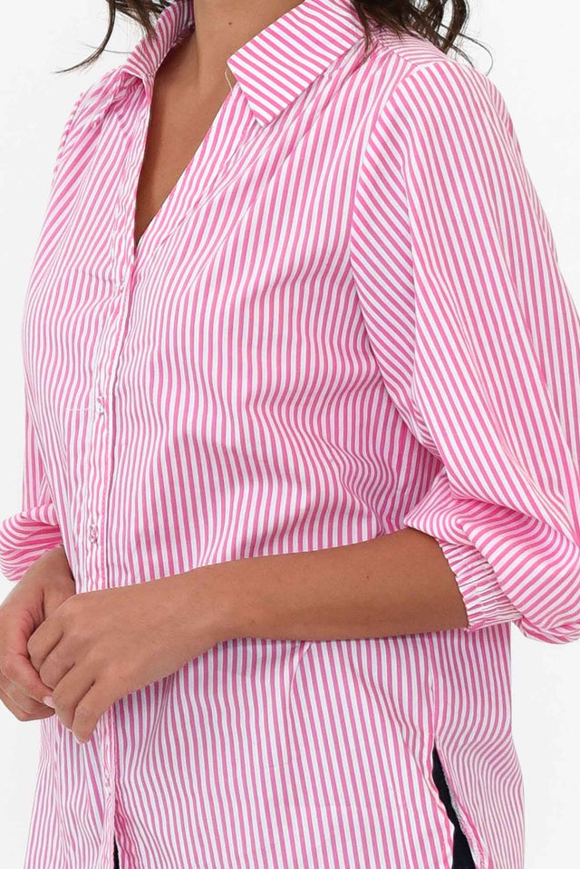 Troy Pink Stripe Cotton Shirt thumbnail 4