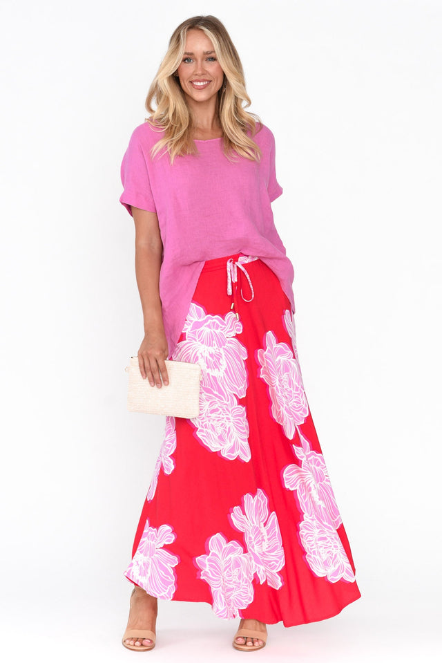 Trudy Red Floral Maxi Skirt