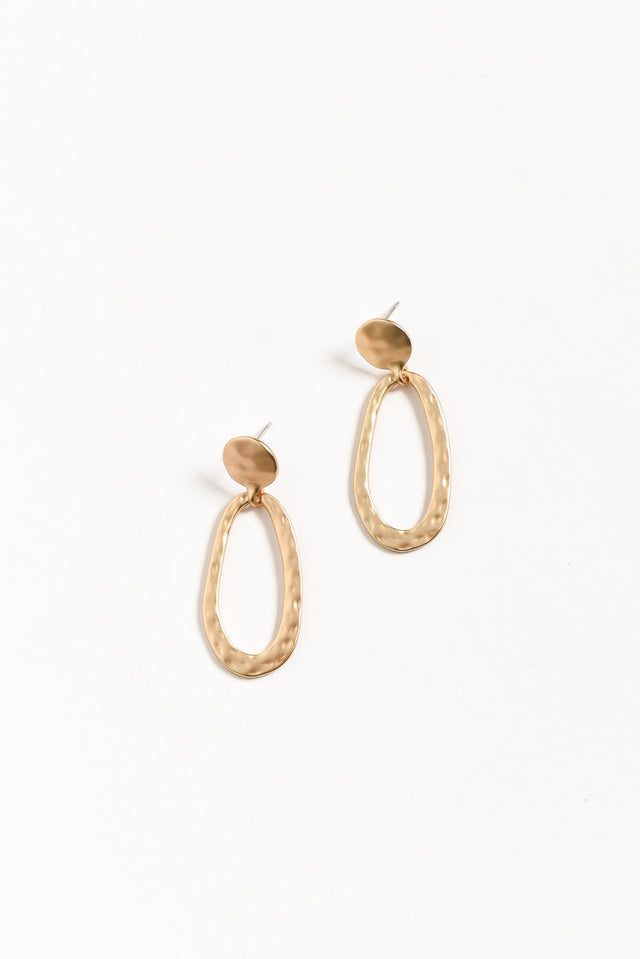 Tulla Gold Oval Drop Earrings image 1