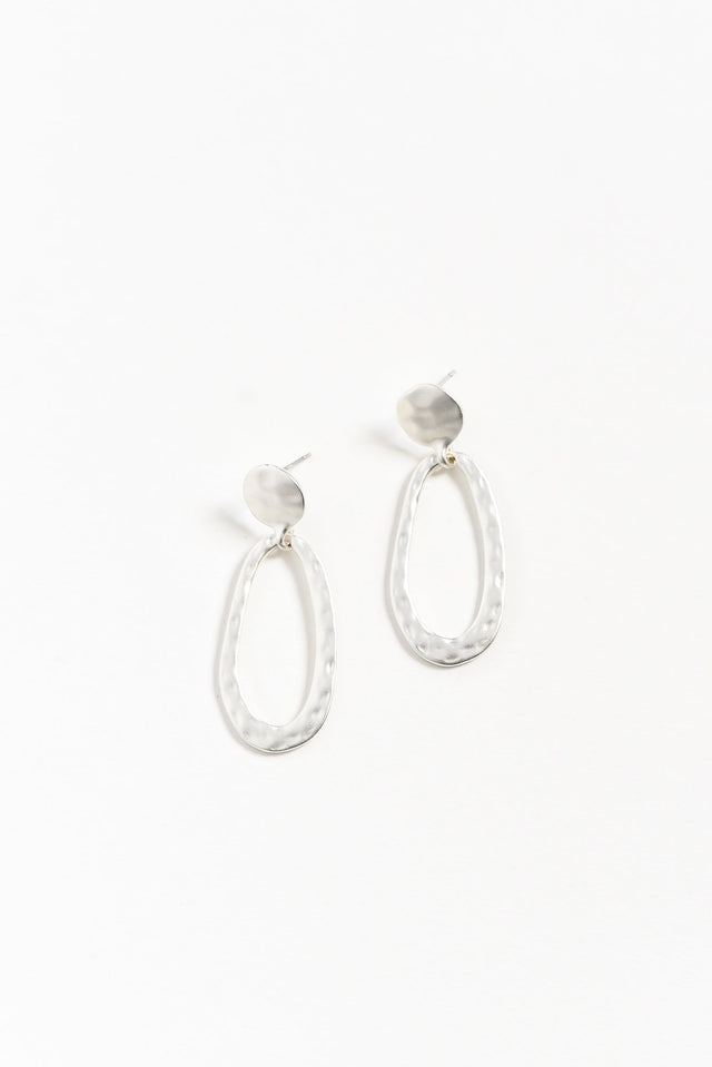 Tulla Silver Oval Drop Earrings image 1
