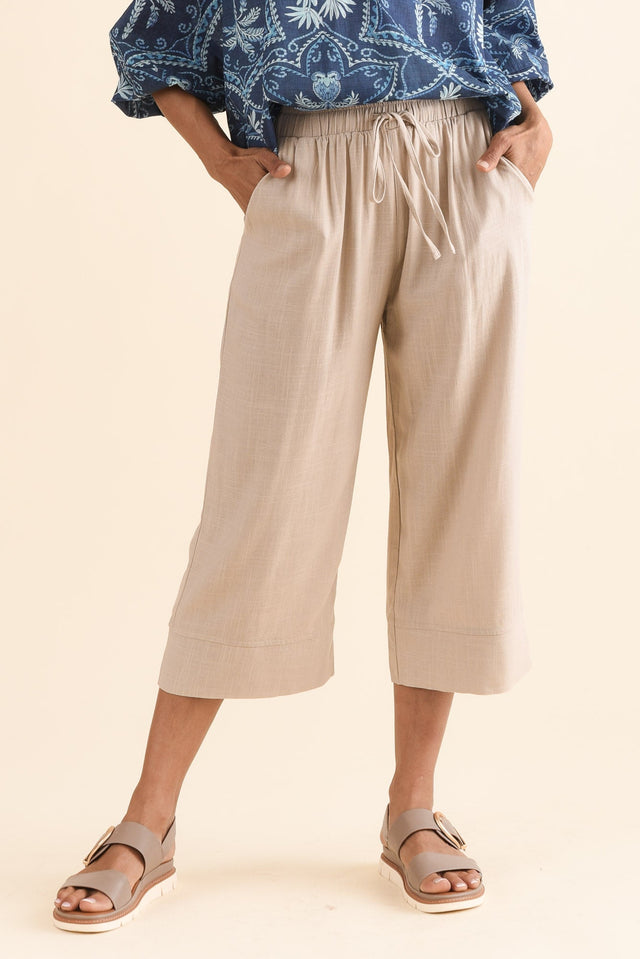 Twain Beige Pocket Pants,Front,Brunette model,alt text|model:Cara