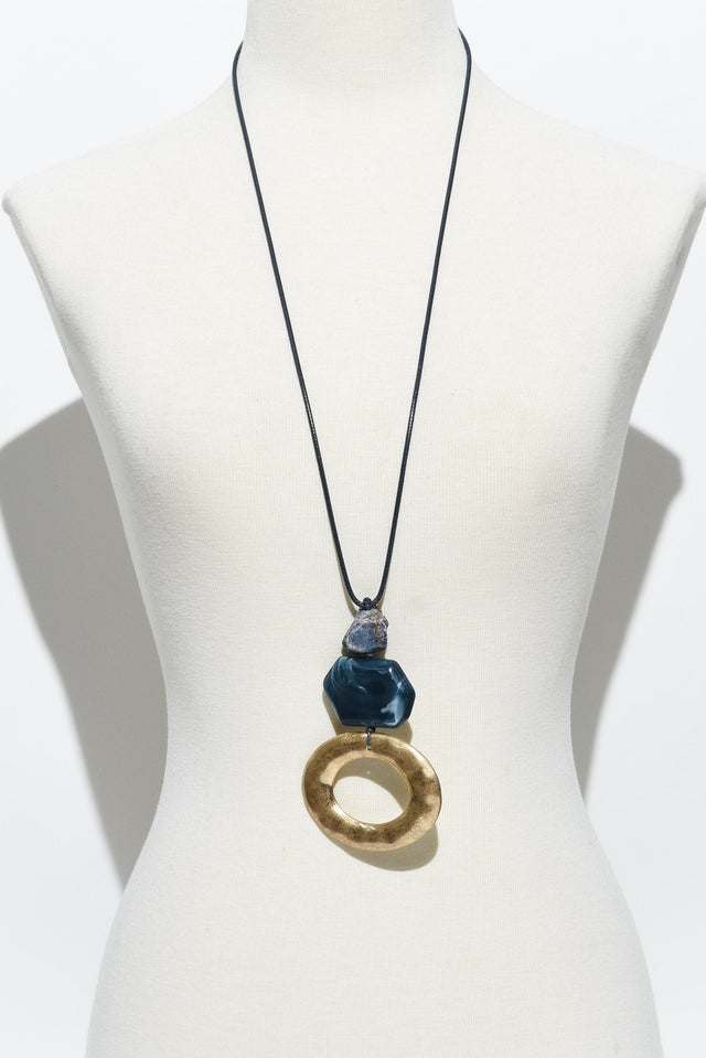 Tyra Blue Stone Pendant Necklace