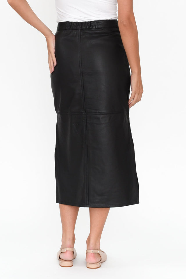 Underground Black Leather Split Skirt