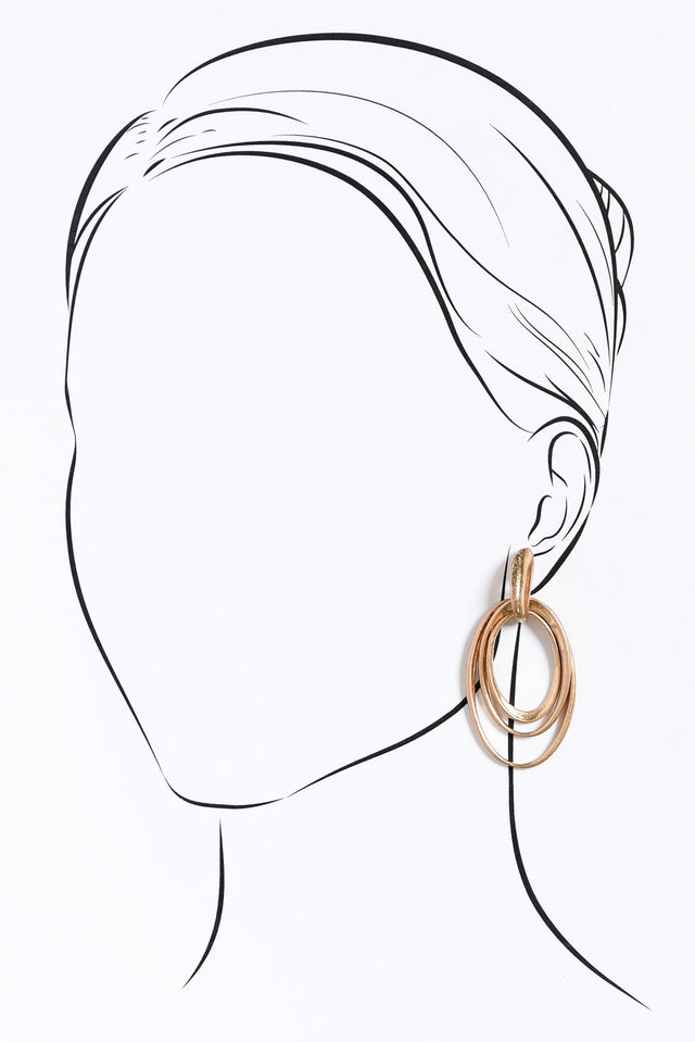 Ursula Gold Oval Pendant Earrings image 2