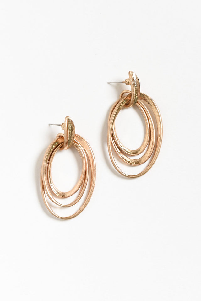 Ursula Gold Oval Pendant Earrings image 1