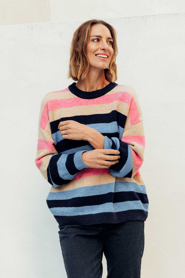 Valeria Blue Stripe Knit Jumper