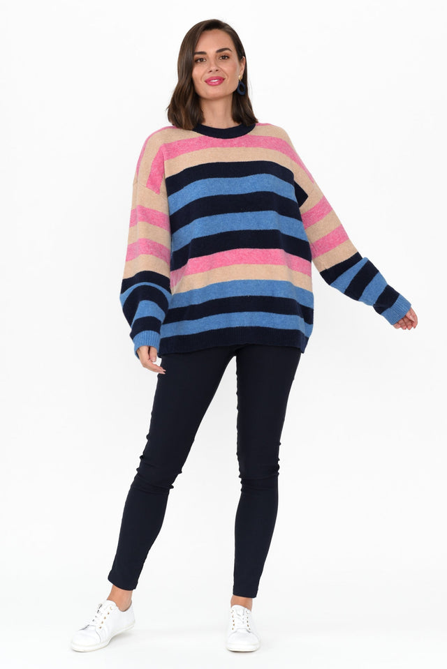 Valeria Blue Stripe Knit Jumper