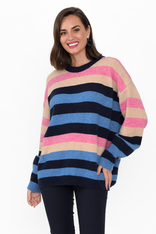 Valeria Blue Stripe Knit Jumper