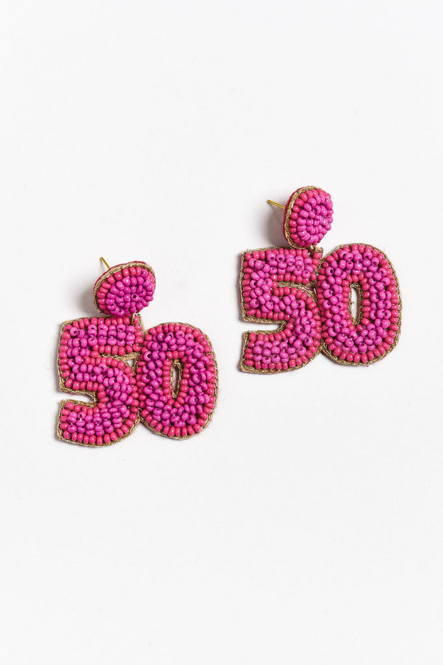 Valette Pink Beaded 50 Earrings image 1