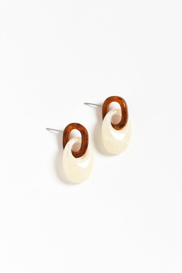 Varley Cream Oval Pendant Earrings