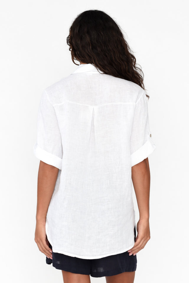 Veridian White Star Linen Shirt