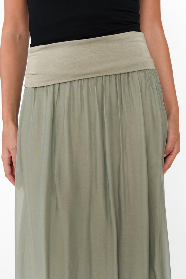 Viana Sage Silk Layer Skirt