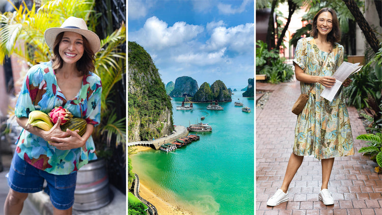 Brunette women in travel styles ideal for a trip to Vietnam