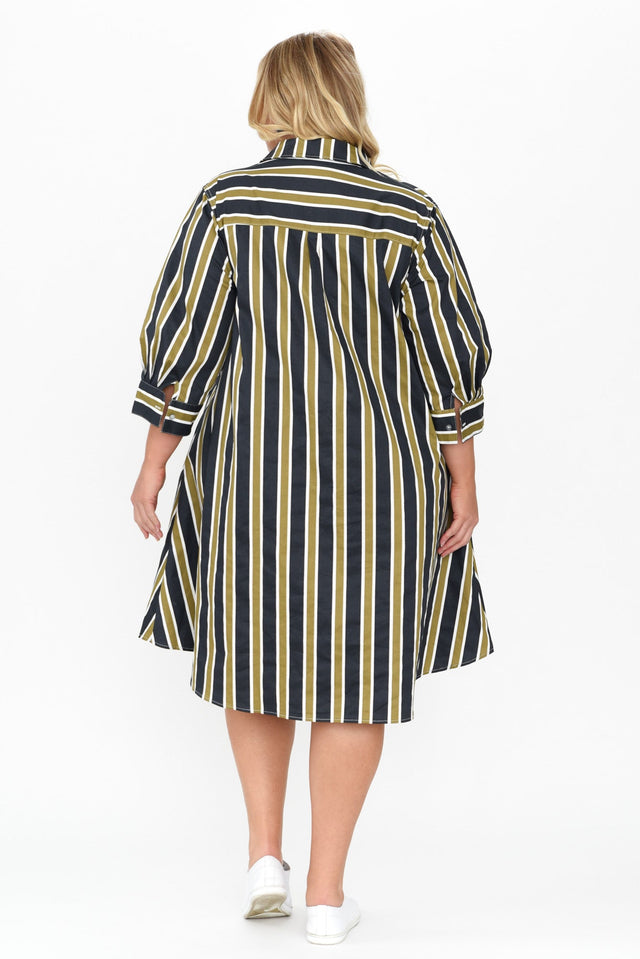 Violeta Navy Stripe Cotton Shirt Dress image 9