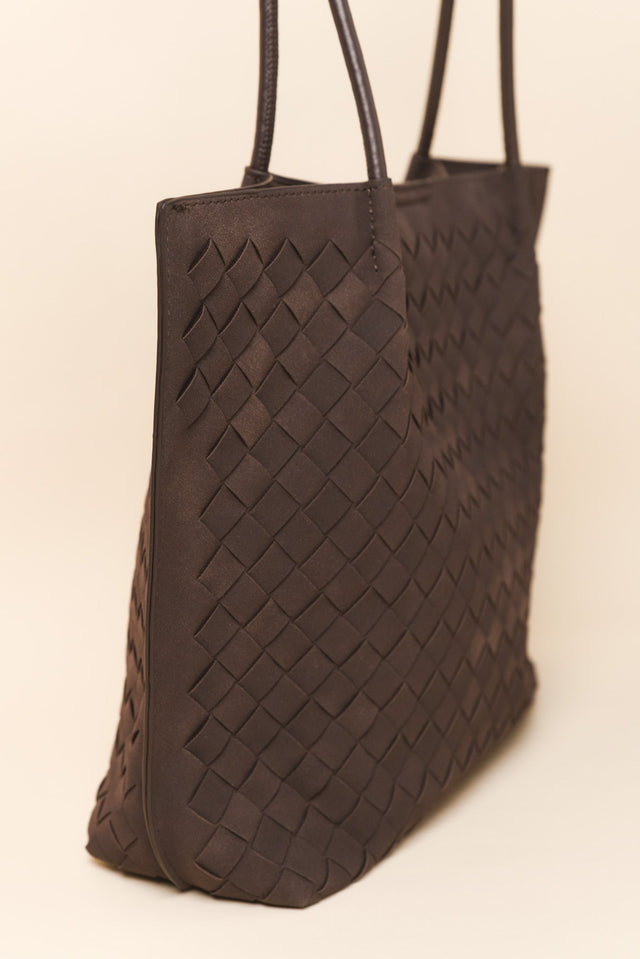 Virginia Chocolate Suede Tote Bag
