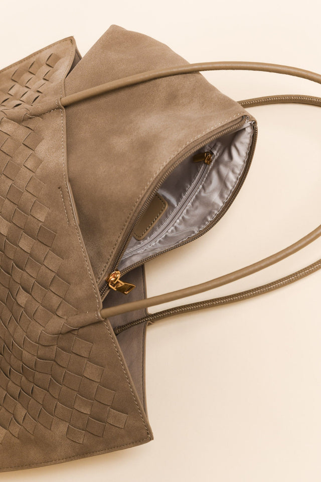 Virginia Taupe Suede Tote Bag image 4
