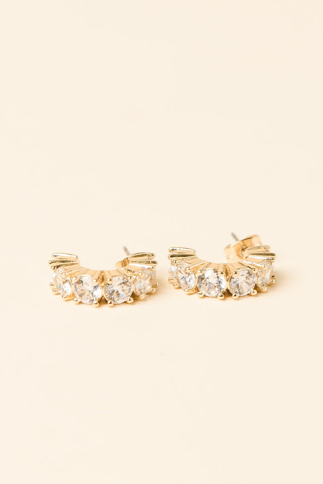 Vittoria Gold Crystal Half Hoop Earrings image 3
