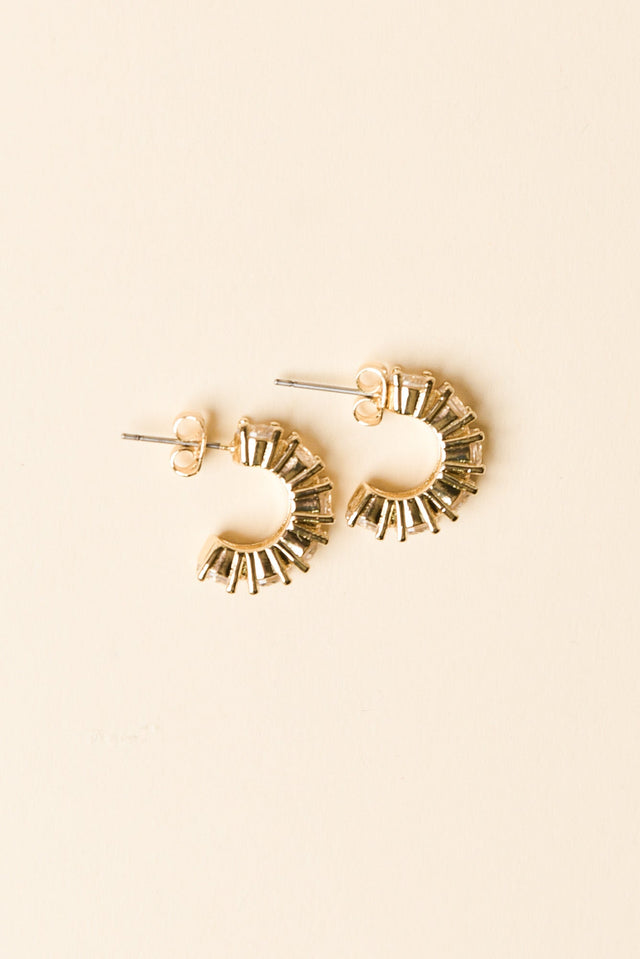 Vittoria Gold Crystal Half Hoop Earrings image 1