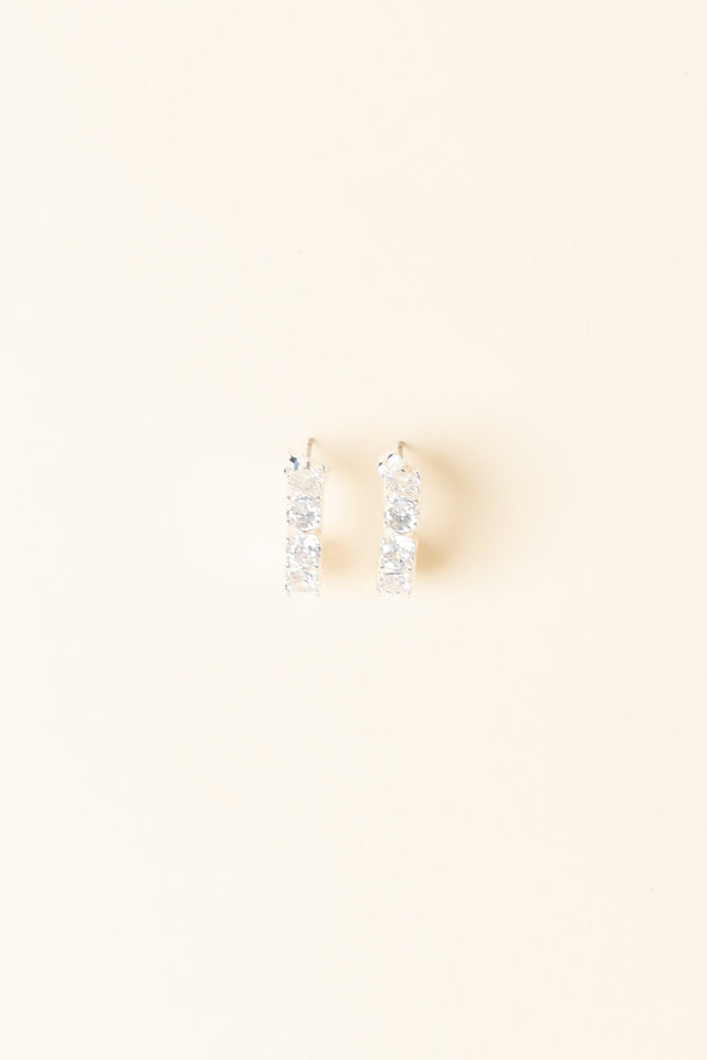 Vittoria Silver Crystal Half Hoop Earrings