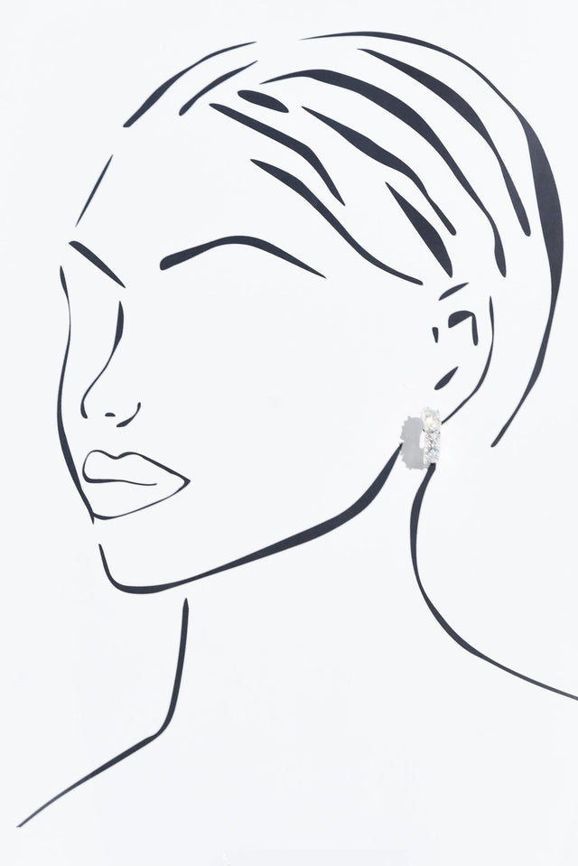 Vittoria Silver Crystal Half Hoop Earrings image 2