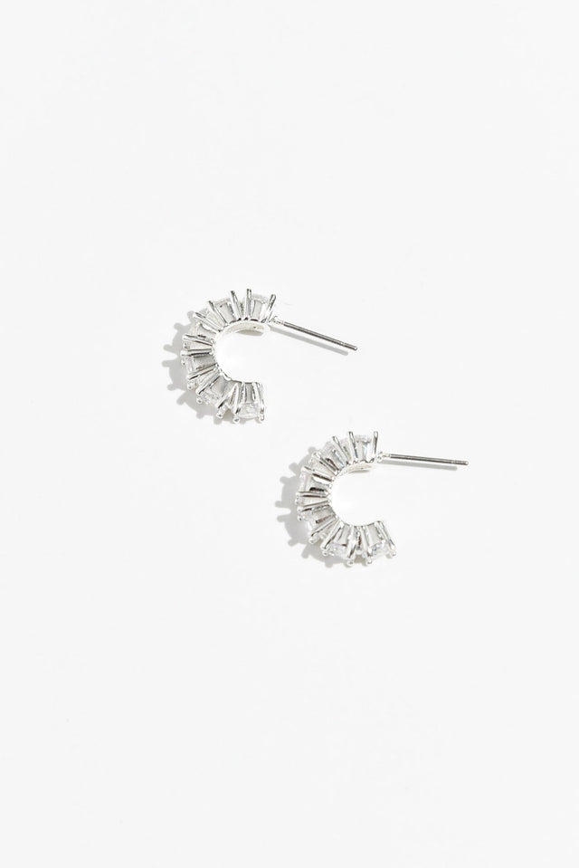 Vittoria Silver Crystal Half Hoop Earrings image 1
