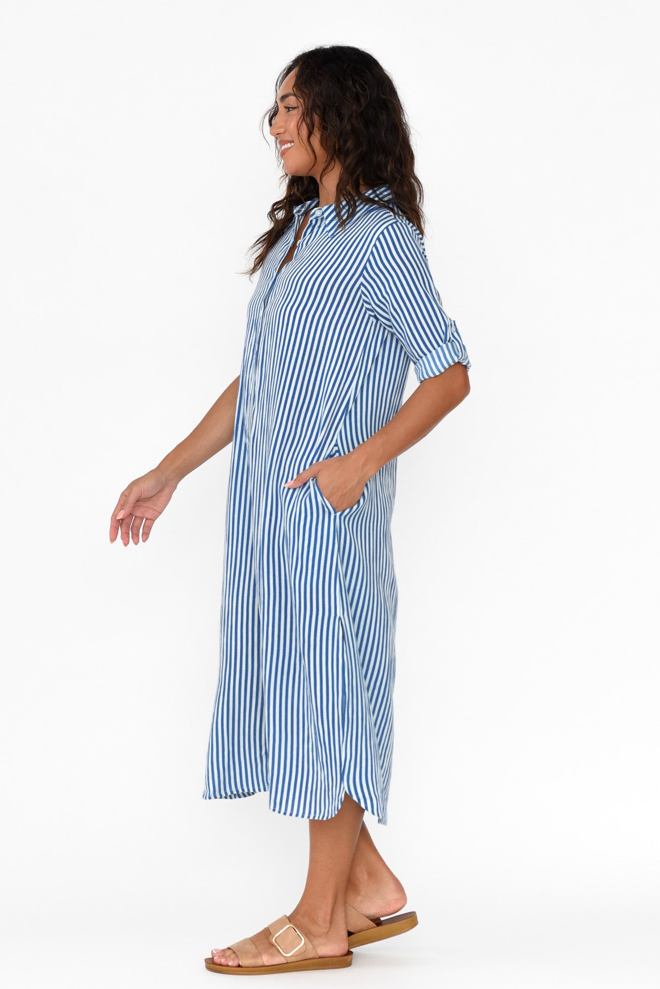 Striped cotton hotsell shirt dress