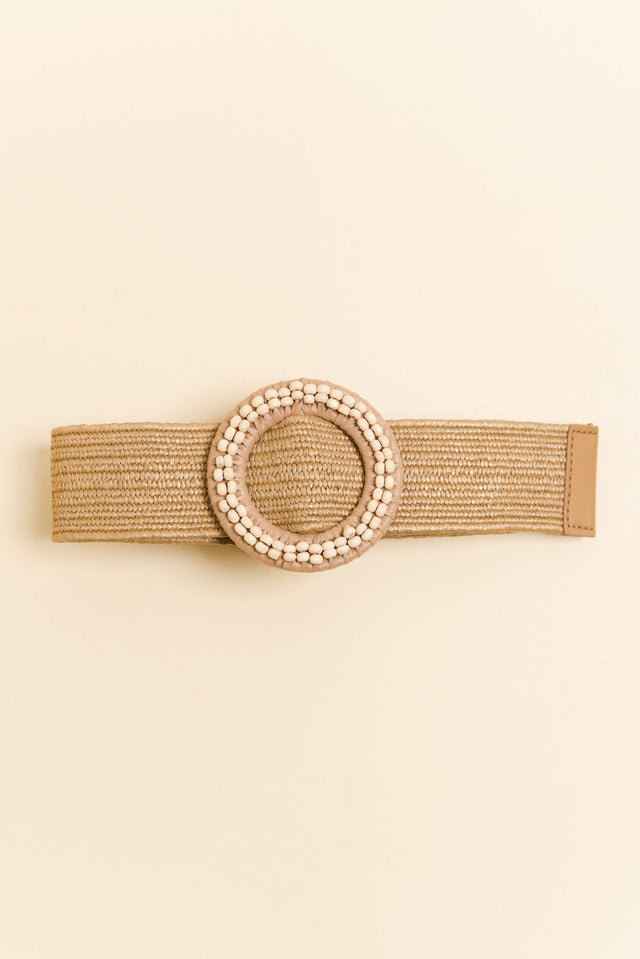 Vonda Natural Bead Stretch Buckle Belt