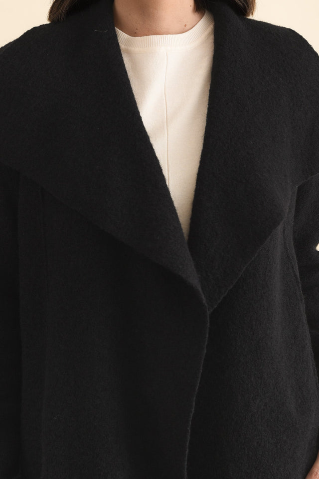Wendell Black Wool Coat,Brunette model,alt text|model:MJ image 6
