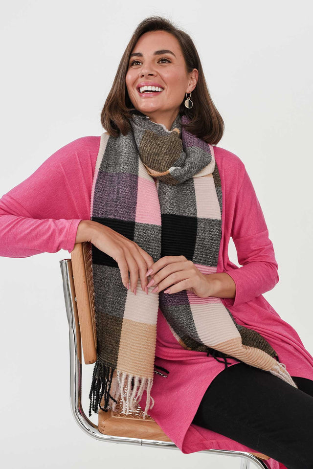 Whit Black Check Scarf image 1