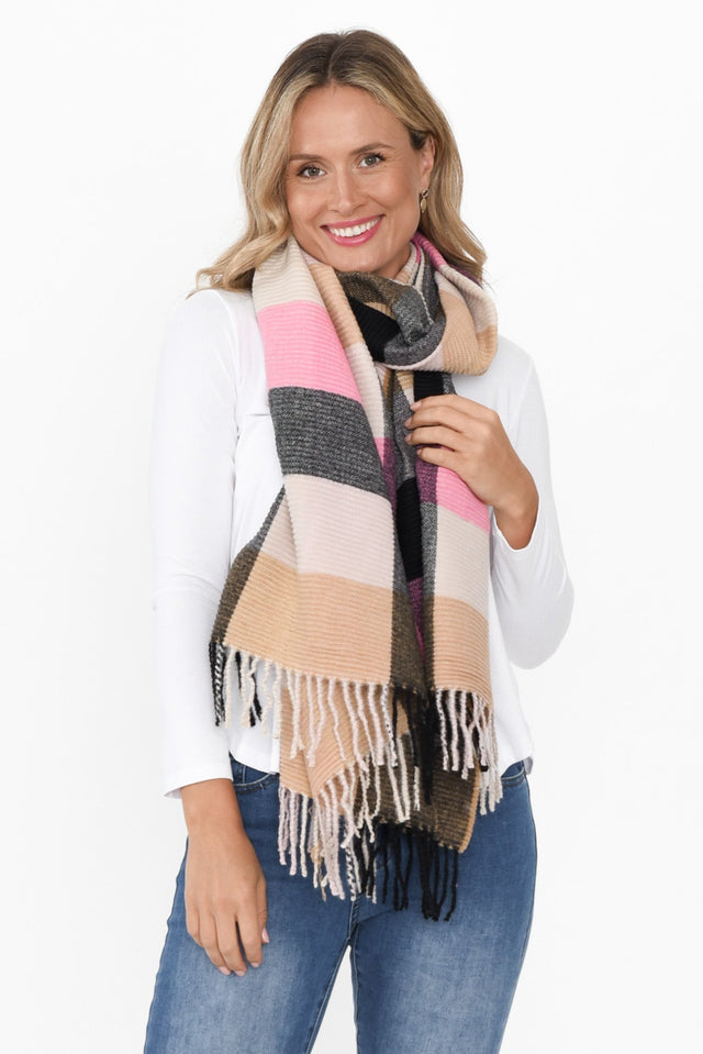 Whit Black Check Scarf image 2