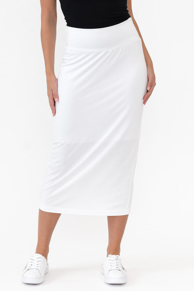 White Bamboo Maxi Tube Skirt image 1